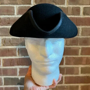 NEW American Colonial & Revolutionary War Tri-corn Black Wool Felt Hat Large